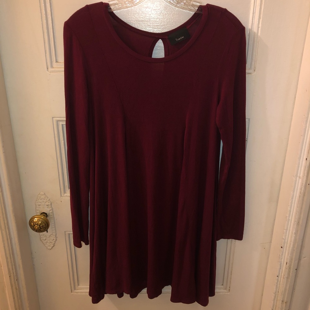 Burgundy Long Sleeve Dress